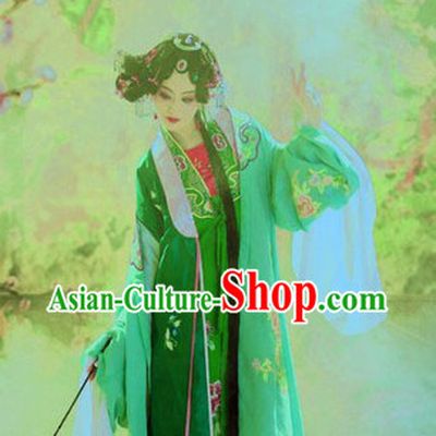 Ancient Chinese Green Embroidered Opera Hua Dan Costumes for Women