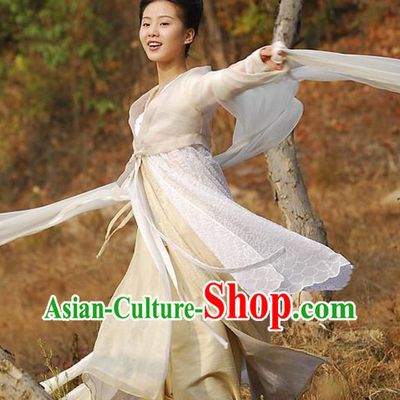 Ancient Chinese Lady in White Dance Costume for Women