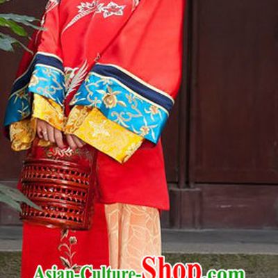 Chinese Minguo Time Embroidered Phoenix Wedding Dress Complete Set for Brides