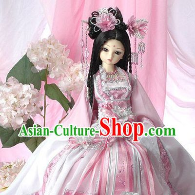 Ancient Chinese Princess Pink Clothing and Hair Accessories