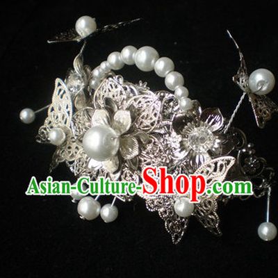 Chinese Classical Handmade Wedding Veil Crown Hair Accessories