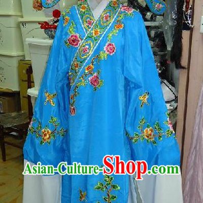 Chinese Peking Opera Embroidered Flower Young Man Costume and Hat
