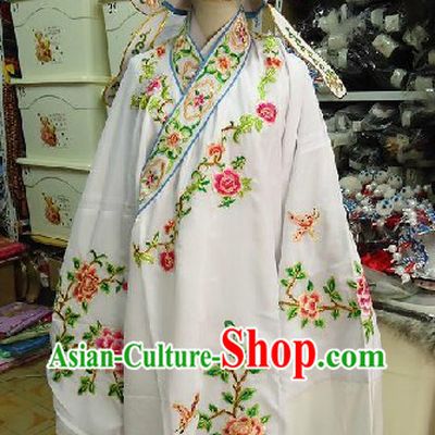 Chinese Peking Opera Embroidered Flower Costume and Hat for Men