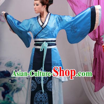 Ancient Chinese Blue Hanfu Clothing for Woman
