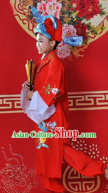Ancient Chinese Bridegroom Costumes and Hat for Kids