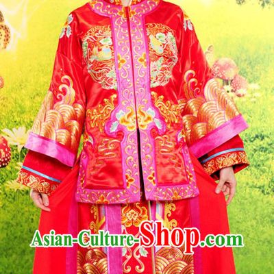Chinese Classical Auspicious Embroidered Wedding Dress for Brides