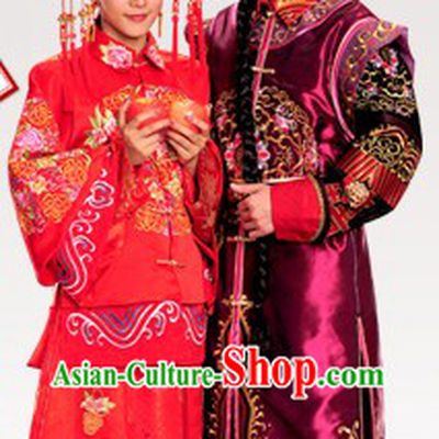 Ancient Chinese Princess  and Her Bridegroom Wedding Dresses Complete Set