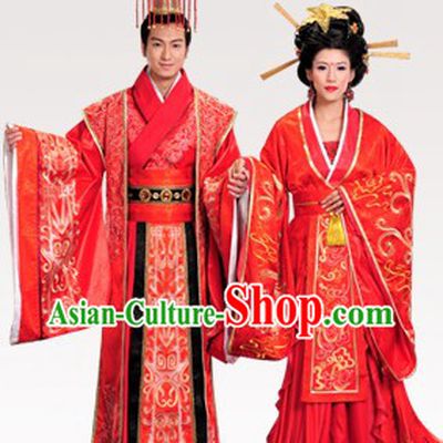 Ancient Chinese Emperor and Empress Palace Wedding Dresses Two Sets