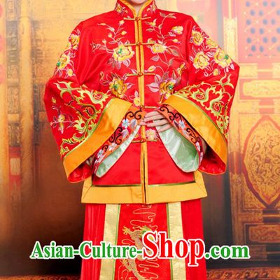 Chinese Classical Auspicious Embroidered Wedding Suit for Brides