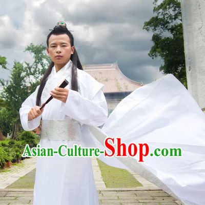 Ancient Chinese White Hanfu Costumes for Men