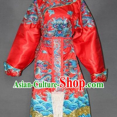 Red Golden Embroidered Dragon Peking Opera Costumes for Men