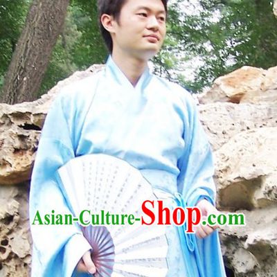 Ancient Chinese Style Light Blue Zhiju Hanfu Clothing for Men