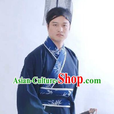 Ancient Chinese Hanfu Clothing and Hat for Men