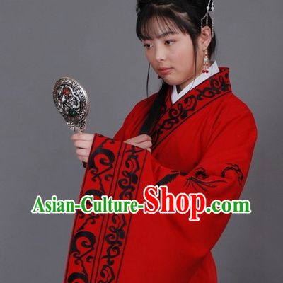 Ancient Chinese Red Hanfu Clothing for Lady