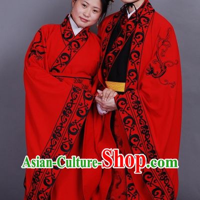 Chinese Classical Hanfu Wedding Dresses Two Complete Sets for Men and Women