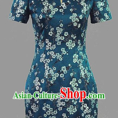 Chinese Classic Plum Blossom Short Cheongsam Qipao for Women
