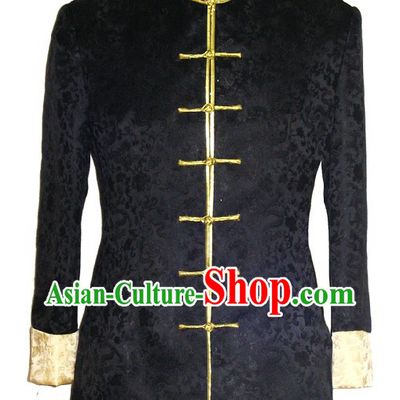 Supreme Black Silk Brocade Dragon Ceremonial Dress