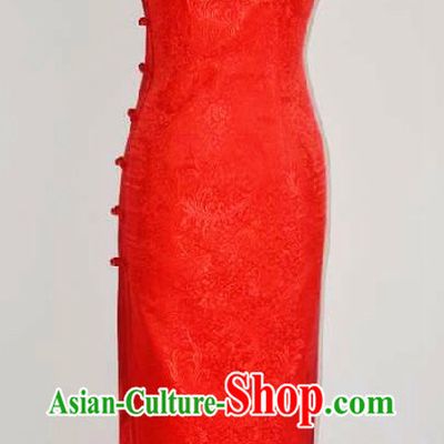 Chinese Classic Red Wedding Cheongsam for Brides