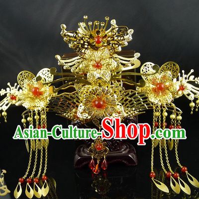 Ancient Chinese Style Handmade Phoenix Crown Hair Accessories for Brides