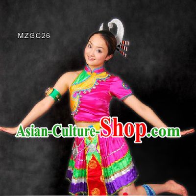 Traditional Chinese Miao Dance Costumes and Head Pieces for Women