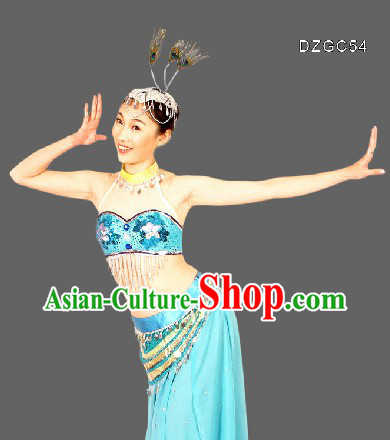 Traditional Chinese Yunnan Dai Peacock Dance Costumes for Women