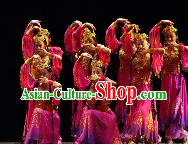 Lift Your Veil Xin Jiang Chinese Dance Costumes and Hat for Women