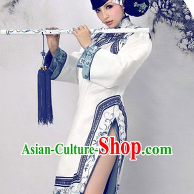 Blue and White Chinese Dance Costumes for Women