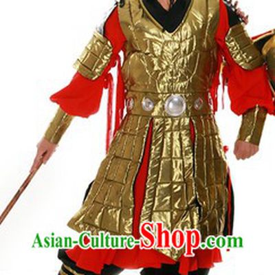 Ancient Chinese General Style Armor Costume and Helmet for Men