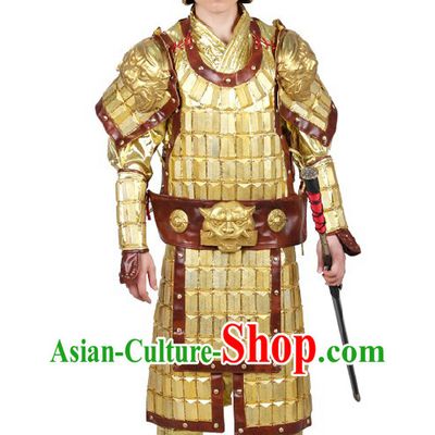Ancient Chinese General Armor Costumes and Hat for Men