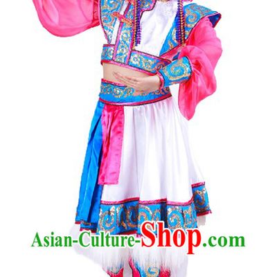 Traditional Chinese Mongolian Dance Costumes and Hat for Women
