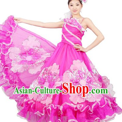 Chinese Stage Performance Accompany Dance Costume and Head Pieces for Women