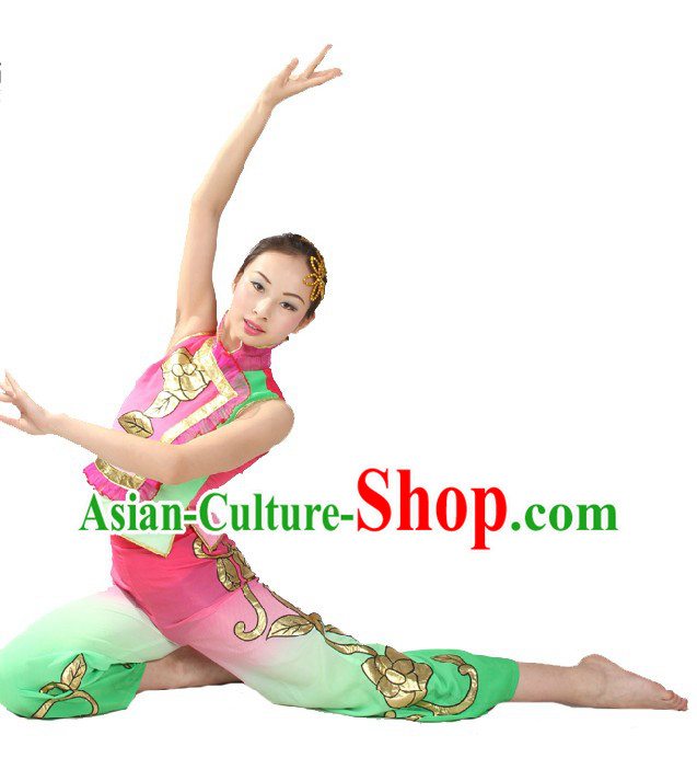 Chinese Stage Performance Yangge Dance Costume and Head Pieces for Women