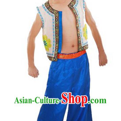 Chinese Classical Zhuang Ethnic Clothing and Hat for Men