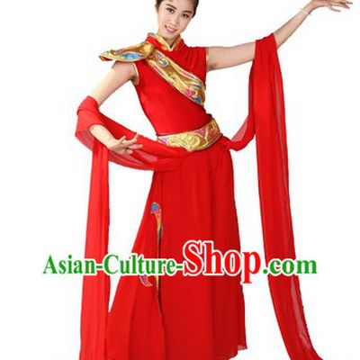 Chinese Classical Red Dance Costume and Head Piece for Women