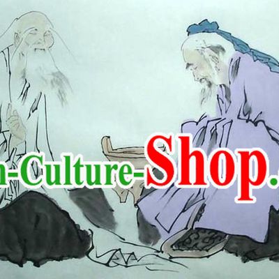 Chinese Classic Painting of Lao Tzu and Confucius by Fan Zeng
