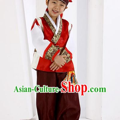 Traditional Korean Red Birthday Hanbok for Boys