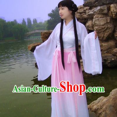 Ancient Chinese White Hanfu Costumes for Lady