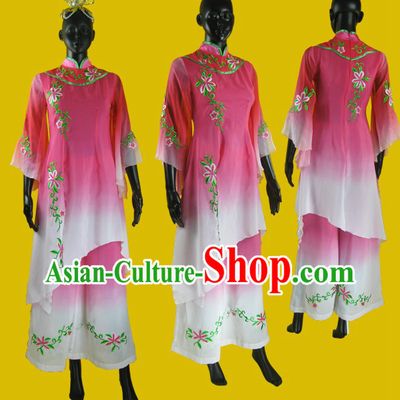 Chinese Classical Embroidered Flower Dance Costume and Headpiece for Women