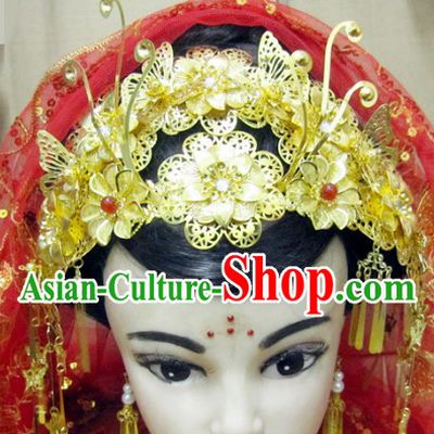 Traditional Chinese Wedding Headpiece and Veil for Brides
