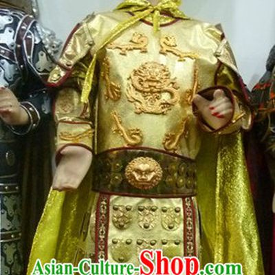 Ancient Prince Imperial Golden Armor Costumes and Helmet for Children