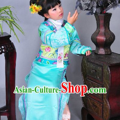 Qing Dynasty Princess Costumes and Headpiece for Girls