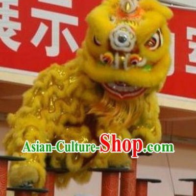 White and Silver Long Wool Chinese Classic FUT SAN Lion Dance Costumes Complete Set