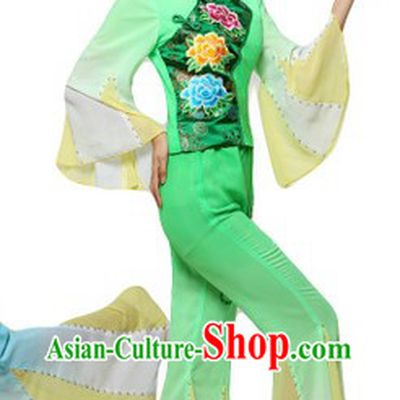 Chinese Fan Dance Costumes and Headpiece