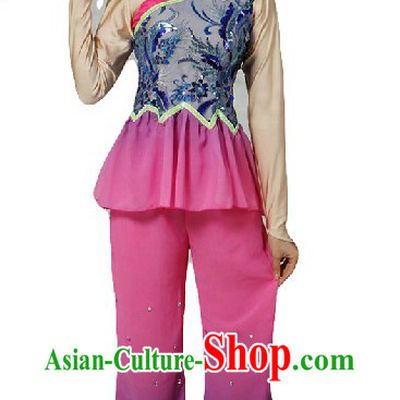 Chinese Classical Fan Dance Costumes and Headpiece