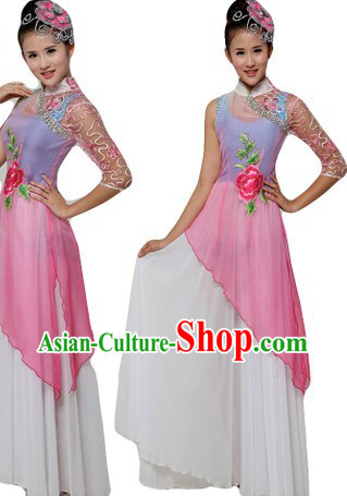Chinese Classical Stage Performance Dance Costumes and Headpiece