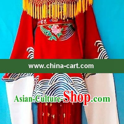 Ancient Chinese Bride Embroidered Phoenix Wedding Dress and Phoenix Crown for Children