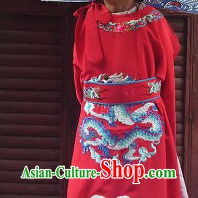 Ancient Chinese Bridegroom Embroidered Dragon Wedding Dress and Hat for Children