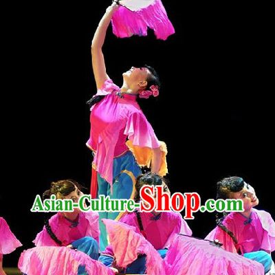 Traditional Chinese Butterfly Fan Folk Dance Costumes for Women