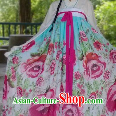 Ancient Chinese Tang Dynasty Summer Wear Flower Ruqun Outfit for Girls