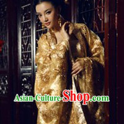 Ancient Chinese Golden Empress Clothing Complete Set for Women